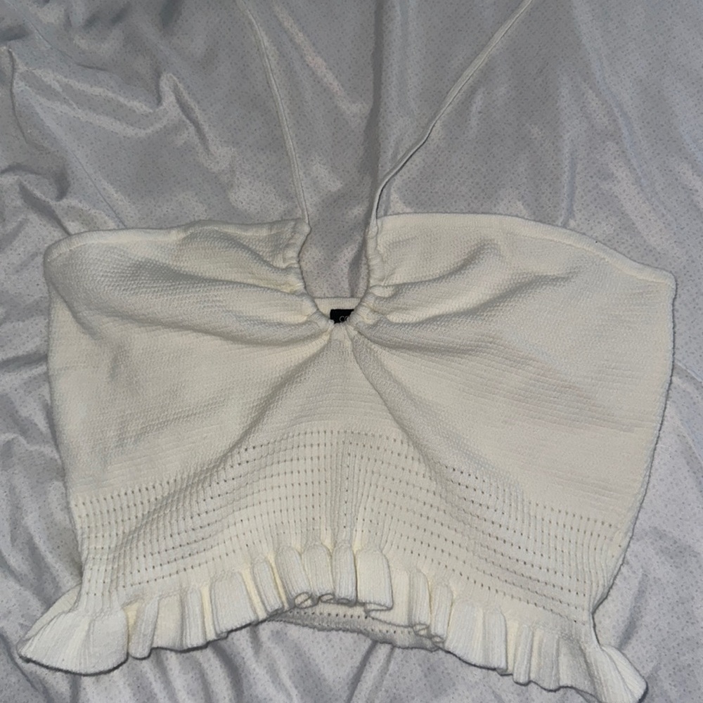 white knit crop top